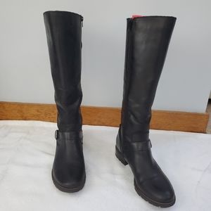 Sofft Womens Black, leather, knee high adjustable lace up calf, Boots 10M EUC.